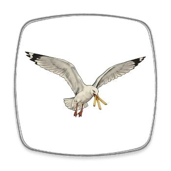 Mouette drôle qui vole des frites sur la plage - Magnet carré - blanc - Devant