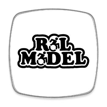 Role model. For the real wheelchair user # - Square fridge magnet - white - Front