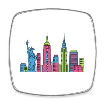 New York City Skyline Liberty Line Art - Square fridge magnet - white - Front