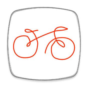 Vélo dessiné à la main - Magnet carré - blanc - Devant