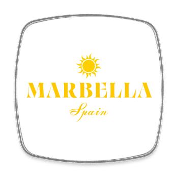 Marbella Sun Logo Spanien - Viereckiger Kühlschrankmagnet - Weiß - Vorne