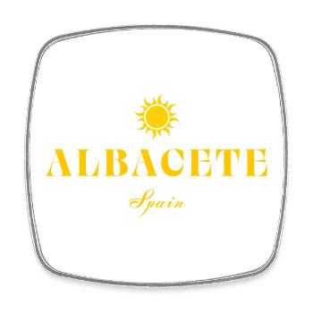 Albacete Sun Spain Logo Tee - Viereckiger Kühlschrankmagnet - Weiß - Vorne