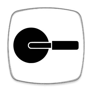 Pizza Cutter Wheel Knife - Square fridge magnet - white - Front