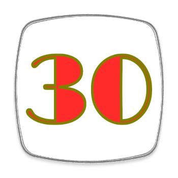 30. 30 ANS. 30e ANNIVERSAIRE. ANNIVERSAIRE 30 ANS. - Magnet carré - blanc - Devant