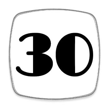 30. 30 ANS. 30e ANNIVERSAIRE. ANNIVERSAIRE 30 ANS. - Magnet carré - blanc - Devant