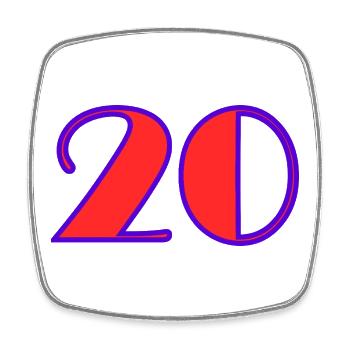 20. 20e ANNIVERSAIRE. ANNIVERSAIRE 20 ANS. 20 ANS. - Magnet carré - blanc - Devant