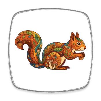 Autumnal Squirrel Pattern Forest Life Nature - Square fridge magnet - white - Front