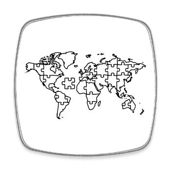 World Map Puzzle Earth Global - Square fridge magnet - white - Front