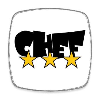 Chef Étoilé : Design 3 Étoiles Gastronomie - Magnet carré - blanc - Devant