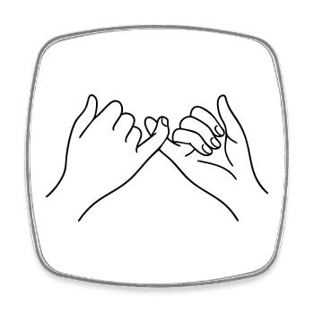 Pinky Promise Hands Line Art Symbol Friendship - Square fridge magnet - white - Front