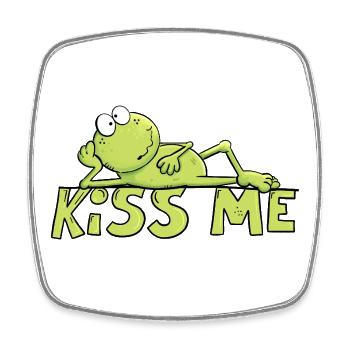 Kiss Me Frog Toad Fairy Tale Funny Frog - Square fridge magnet - white - Front