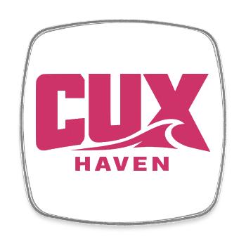 Cuxhaven Wellenlogo Pink - CUX haven - Viereckiger Kühlschrankmagnet - Weiß - Vorne