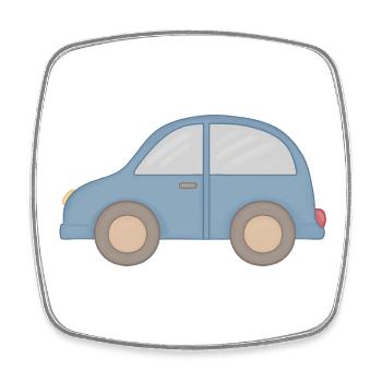 Petit graphique de voiture bleue - Magnet carré - blanc - Devant