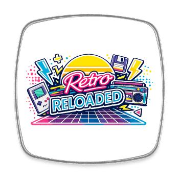Retro Reloaded Neon Grid - Viereckiger Kühlschrankmagnet - Weiß - Vorne