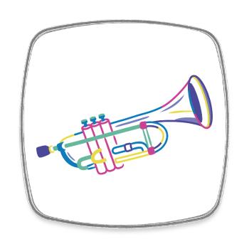 Colorful Trumpet - Square fridge magnet - white - Front