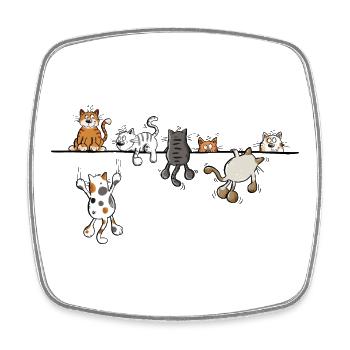 Happy Cats On The Line - Cat Motif Cat - Square fridge magnet - white - Front