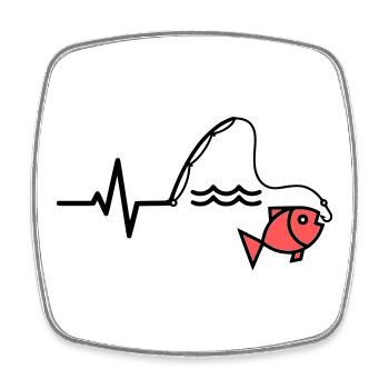 Silhouette du poisson à canne à pêche ECG - Magnet carré - blanc - Devant