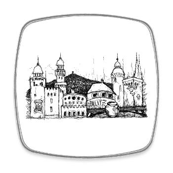 Görlitz Skyline - Viereckiger Kühlschrankmagnet - Weiß - Vorne
