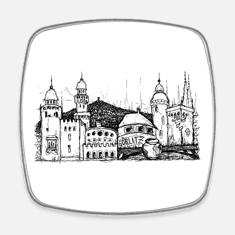 Görlitz Skyline - Viereckiger Kühlschrankmagnet - Weiß