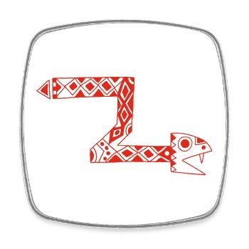 Serpent totem rouge - Magnet carré - blanc - Devant