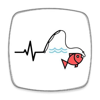 Canne à pêche à impulsions couleur poisson - Magnet carré - blanc - Devant