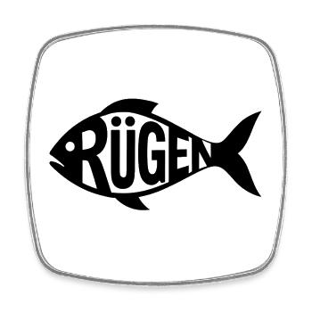 Rügen Fisch Silhouette - Viereckiger Kühlschrankmagnet - Weiß - Vorne