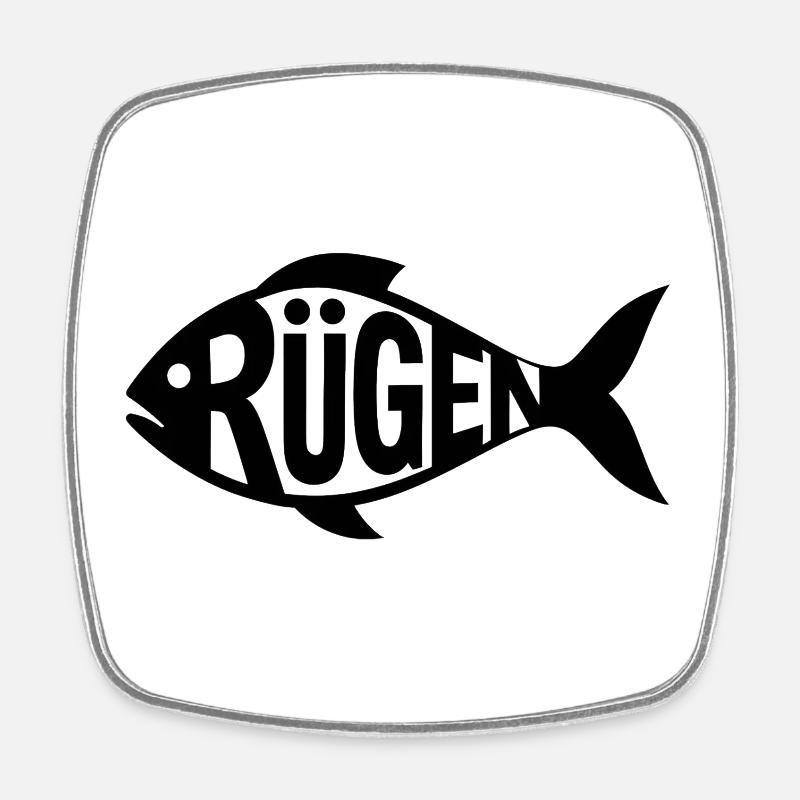 Rügen Fish Silhouette - Square fridge magnet - white