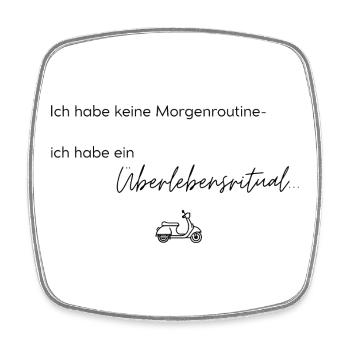 LIEBEVOLL Morgenroutine Roller - Viereckiger Kühlschrankmagnet - Weiß - Vorne