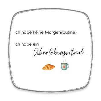 LIEBEVOLL Morgenroutine Croissant  - Viereckiger Kühlschrankmagnet - Weiß - Vorne