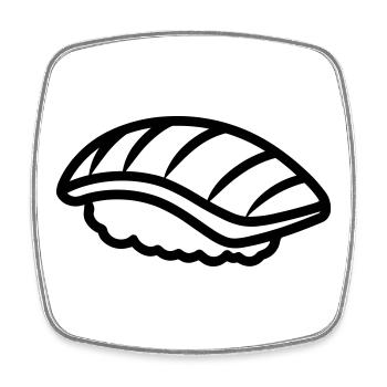 sushi - Magnet carré - blanc - Devant