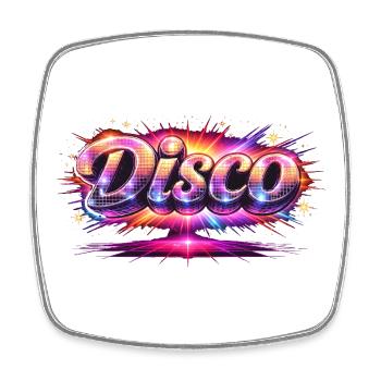 Disco Schriftzug Neon 80er Stil  - Viereckiger Kühlschrankmagnet - Weiß - Vorne