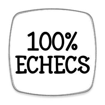 100% Échecs Pur Passionné Typo - Magnet carré - blanc - Devant