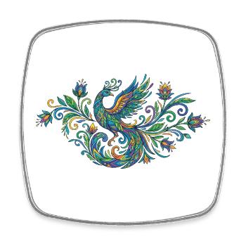 Colorful Peacock Phoenix in Art Nouveau - Square fridge magnet - white - Front