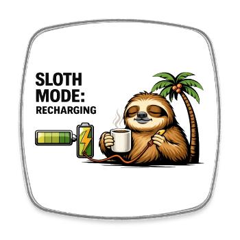 Sloth Mode Recharging Coffee - Square fridge magnet - white - Front