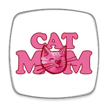 Cat Mom Bold Pink Graphic - Square fridge magnet - white - Front