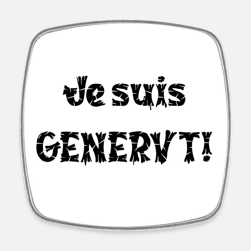 Je suis Genervt — Glitch Schrift - Viereckiger Kühlschrankmagnet - Weiß