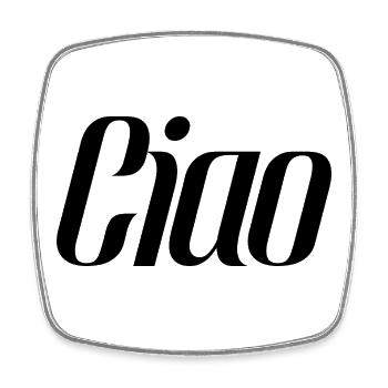 Ciao Italy Saying – Conception typographique minimaliste - Magnet carré - blanc - Devant