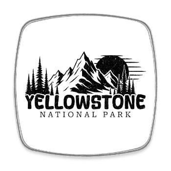 Yellowstone National Park Love Hiking - Square fridge magnet - white - Front