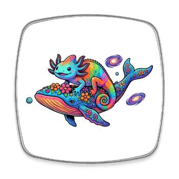 Galaktik Gecko Regenbogen Chamäleon Weltraum Reise - Viereckiger Kühlschrankmagnet - Weiß - Vorne