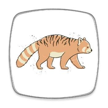 Red Tiger Striped Panda - Square fridge magnet - white - Front