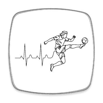 ​Soccer Heartbeat Minimalist Line Art - Square fridge magnet - white - Front
