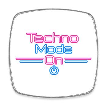 Techno Mode Neon On - Viereckiger Kühlschrankmagnet - Weiß - Vorne