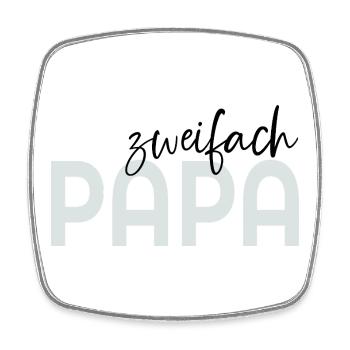 Baby Zweifach Papa - Viereckiger Kühlschrankmagnet - Weiß - Vorne