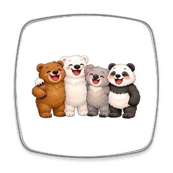 Four Bears in Friendship - Square fridge magnet - white - Front