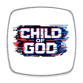 Enfant de Dieu Glitch Streetwear - Magnet carré - blanc - Devant