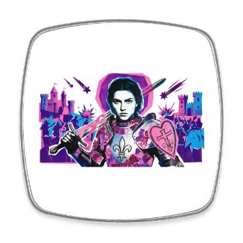 Neon Knight with Heart Shield - Square fridge magnet - white - Front