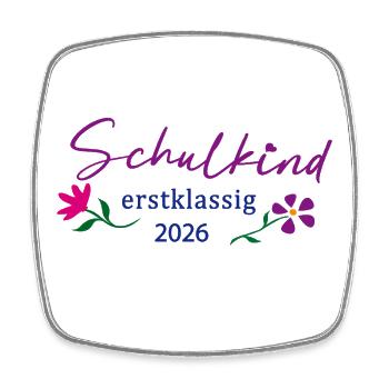 Schulkind Erstklassig 2026  - Viereckiger Kühlschrankmagnet - Weiß - Vorne