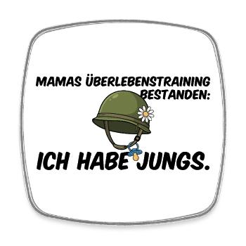 Jungs Mama Überlebenstraining Helm Muttertag - Viereckiger Kühlschrankmagnet - Weiß - Vorne