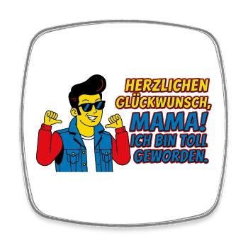 Herzlichen Glückwunsch Mama Sohn Witzig - Viereckiger Kühlschrankmagnet - Weiß - Vorne
