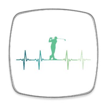 Golf Heartbeat Golfer Golfgeschenk - Viereckiger Kühlschrankmagnet - Weiß - Vorne